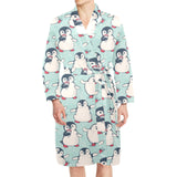 Cute Penguin pattern Men's Long Sleeve Belted Night Robe