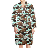Coconut Pattern Print Design 03 Men's Long Sleeve Belted Night Robe