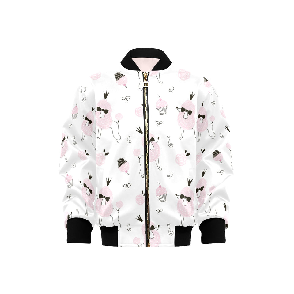 Poodle dog rose cake pattern Kids' Boys' Girls' Bomber Jacket