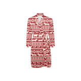 Dachshund Nordic pattern Men's Long Sleeve Belted Night Robe