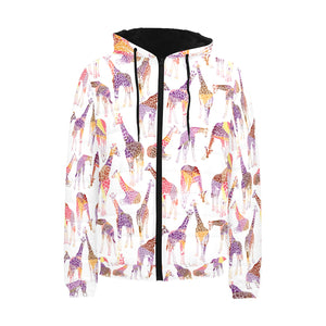 Giraffe Pattern Print Design 02 Men's Padded Hooded Jacket