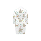 Cute Rhino pattern background Men's Long Sleeve Belted Night Robe