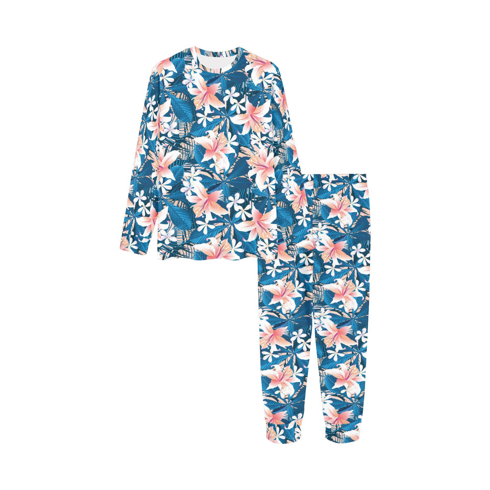 Hibiscus Pattern Print Design 02 Kids' Boys' Girls' All Over Print Pajama Set