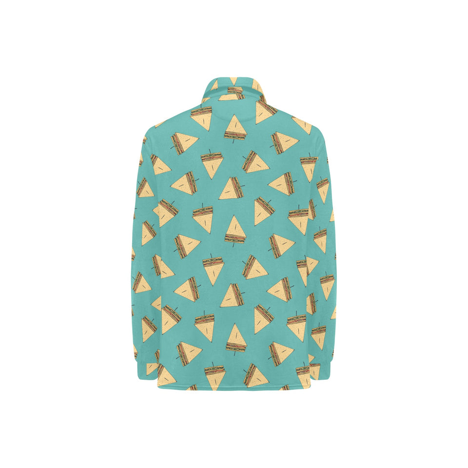 Sandwich Pattern Print Design 03 Women's Long Sleeve Polo Shirt