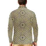 arabic star gold pattern Men's Long Sleeve Polo Shirt