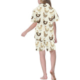 Cute rooster chicken cock Kids' Boys' Girls' V-Neck Short Pajama Set