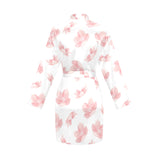 Pink sakura cherry blossom pattern Women's Long Sleeve Belted Night Robe