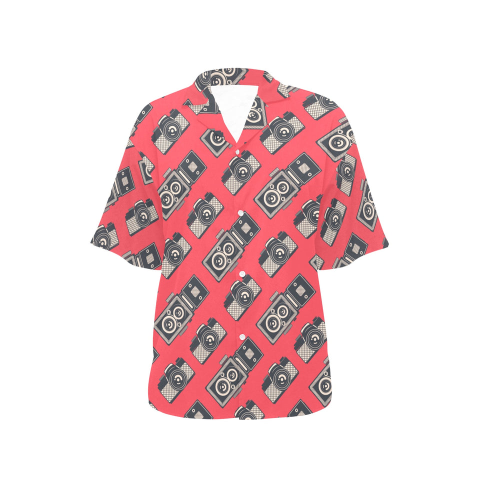 Camera Pattern Print Design 05 Women's All Over Print Hawaiian Shirt