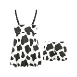 Cow skin pattern Chest Sexy Pleated Two Piece Swim Dress
