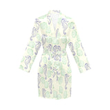 Seahorse shell pattern Women's Long Sleeve Belted Night Robe