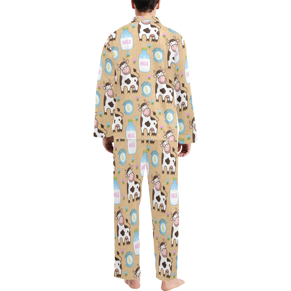 Cow bottle of milk pattern Men's Long Pajama Set