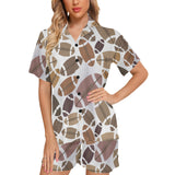 American football ball pattern Women's V-Neck Short Pajama Set