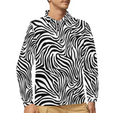 Zebra skin pattern Men's Long Sleeve Polo Shirt