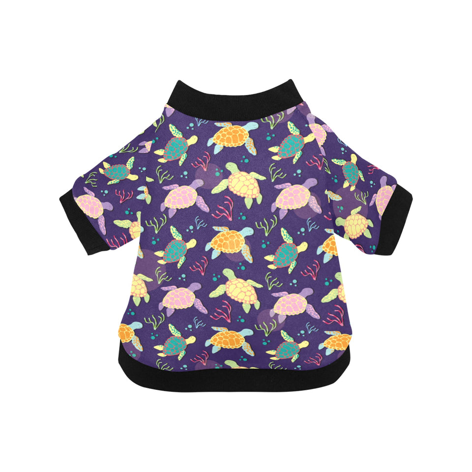 Colorful sea turtle pattern All Over Print Pet Dog Round Neck Fuzzy Shirt