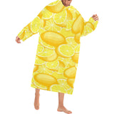 lemon pattern Blanket Robe with Sleeves