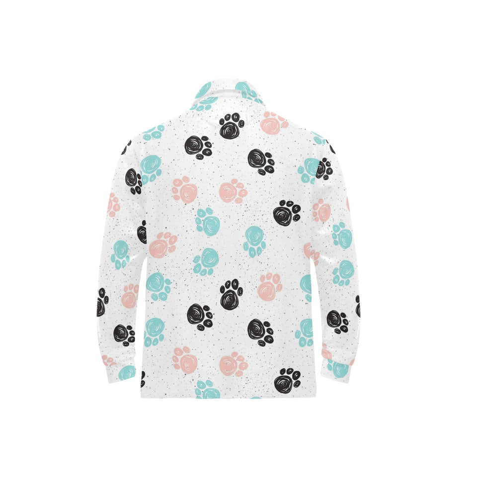 Dog Paws Pattern Print Design 04 Men's Long Sleeve Polo Shirt