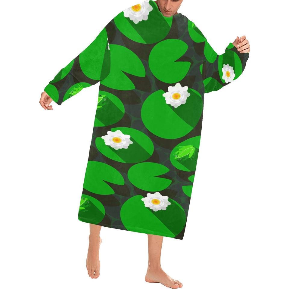 Frog waterlily pattern Blanket Robe with Sleeves