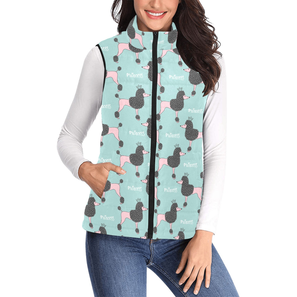 poodle dog green background Women's Padded Vest