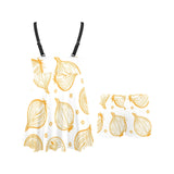 hand drawn onion pattern Chest Sexy Pleated Two Piece Swim Dress