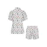 English Bulldog Pattern Print Design 03 Women's V-Neck Short Pajama Set