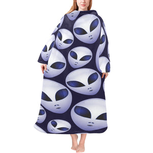 Alien Pattern Print Design 01 Blanket Robe with Sleeves