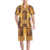 Egypt Hieroglyphics Pattern Print Design 05 Men's V-Neck Short Pajama Set