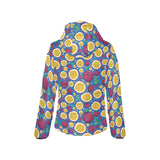 Passion fruit blue background Women's Padded Hooded Jacket