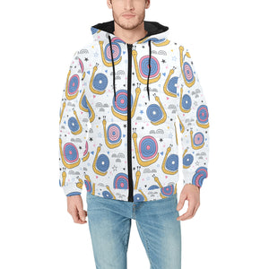 Snail Pattern Print Design 05 Men's Padded Hooded Jacket