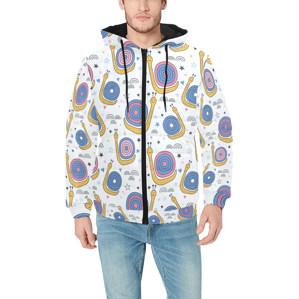 Snail Pattern Print Design 05 Men's Padded Hooded Jacket