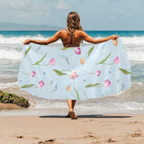 Watercolor Tulips pattern Beach Towel