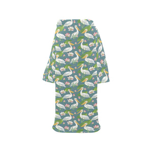 Pelican Pattern Print Design 04 Blanket Robe with Sleeves
