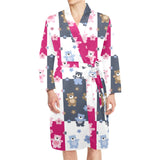 Teddy Bear Pattern Print Design 03 Men's Long Sleeve Belted Night Robe