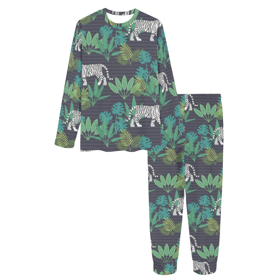 white bengal tigers tropical plant Women's All Over Print Pajama Set