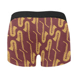 Hand drawn gold saxophone red background Men's All Over Print Boxer Briefs Men's Underwear