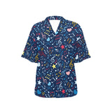 Music Notes Pattern Print Design 03 Women's All Over Print Hawaiian Shirt