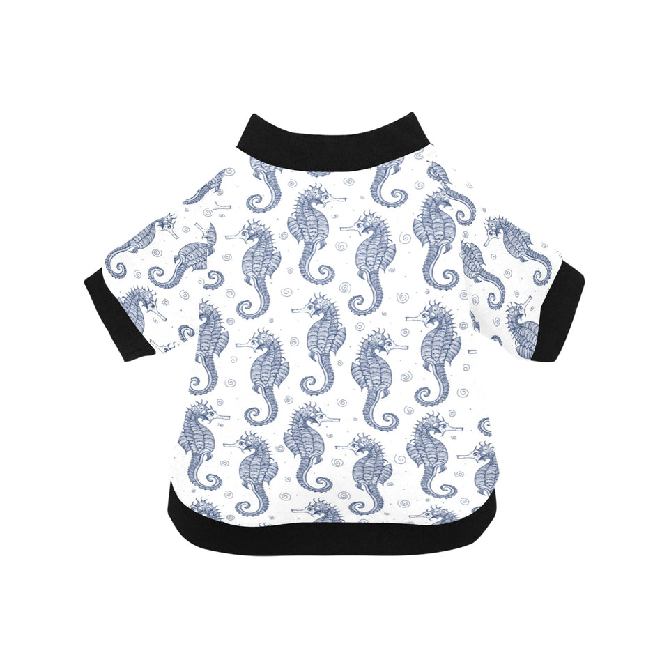 Seahorse pattern background All Over Print Pet Dog Round Neck Fuzzy Shirt