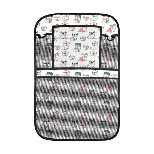 English Bulldog Pattern Print Design 03 Car Seat Back Organizer