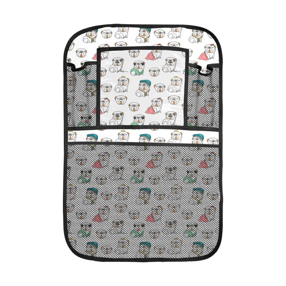 English Bulldog Pattern Print Design 03 Car Seat Back Organizer