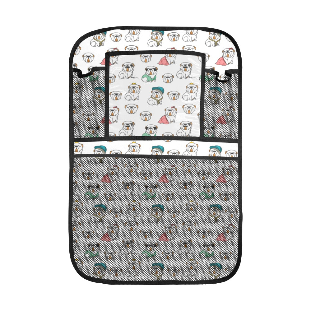 English Bulldog Pattern Print Design 03 Car Seat Back Organizer