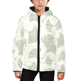 Ginkgo leaves pattern Kids' Boys' Girls' Padded Hooded Jacket