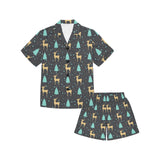 Deers star tree pattern Kids' Boys' Girls' V-Neck Short Pajama Set