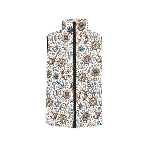 Cute nautical steering wheel anchor pattern Men's Padded Vest
