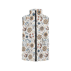 Cute nautical steering wheel anchor pattern Men's Padded Vest