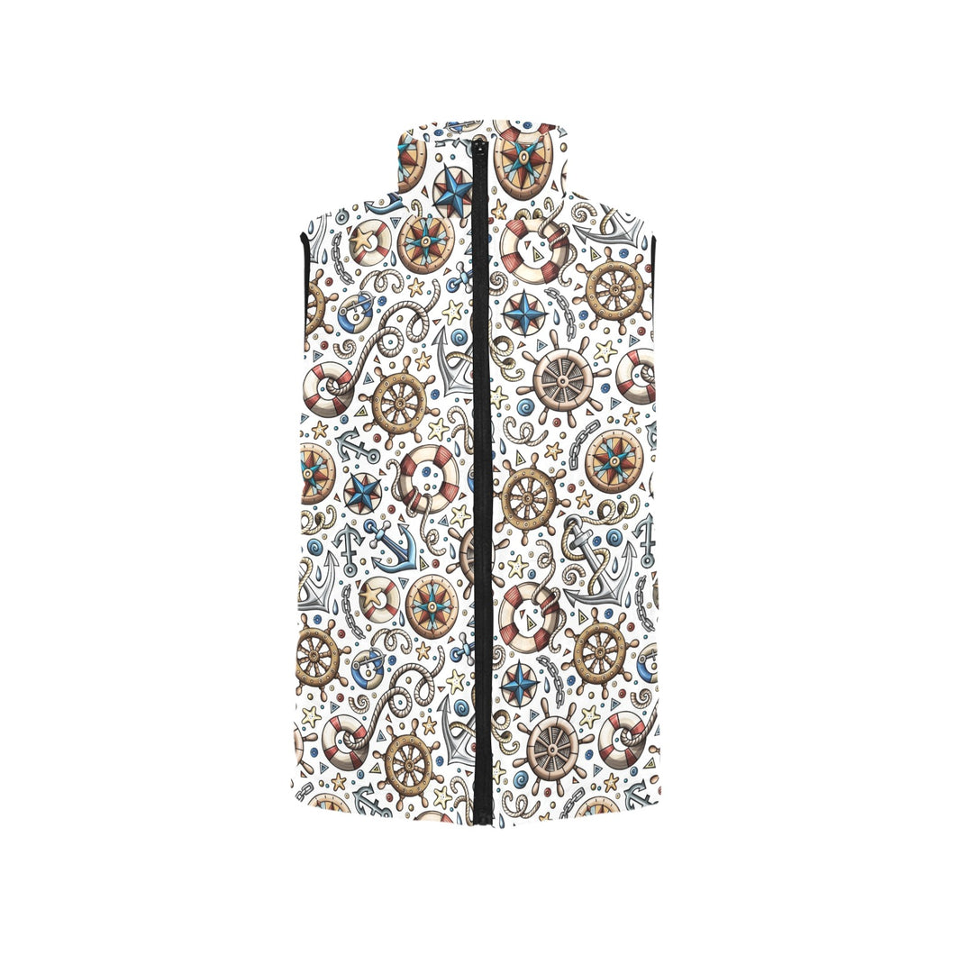 Cute nautical steering wheel anchor pattern Men's Padded Vest