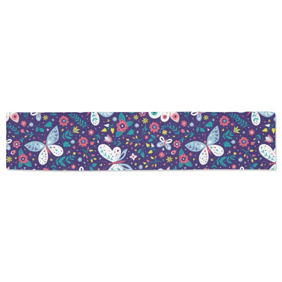 Colorful butterfly flower pattern.eps Table Runner