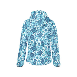 Hibiscus Pattern Print Design 03 Women's Padded Hooded Jacket
