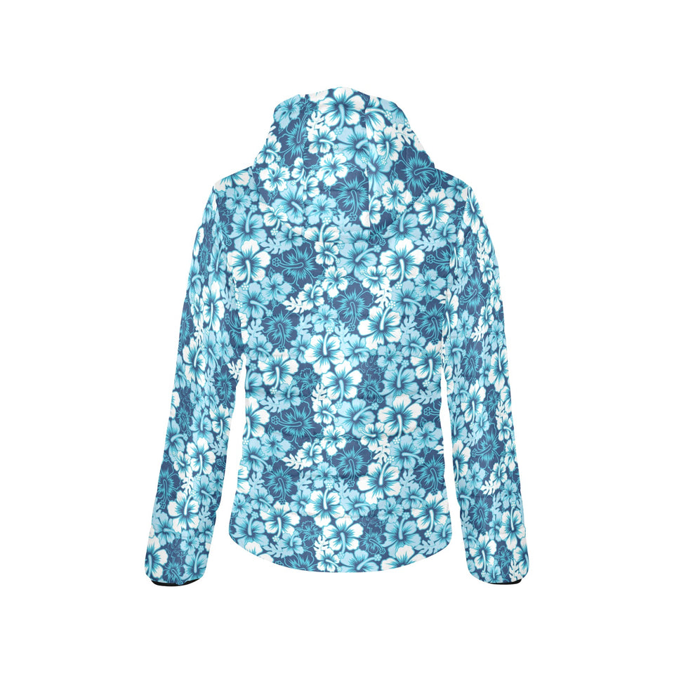 Hibiscus Pattern Print Design 03 Women's Padded Hooded Jacket