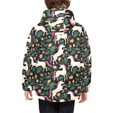 Unicorns forest background Kids' Boys' Girls' Padded Hooded Jacket