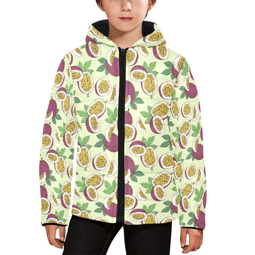 Paassion fruit pattern Kids' Boys' Girls' Padded Hooded Jacket