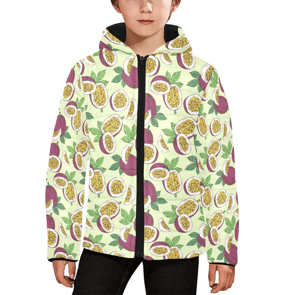Paassion fruit pattern Kids' Boys' Girls' Padded Hooded Jacket